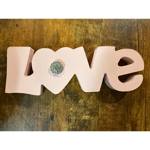 Pink Bling Love Sign, Valentines Day, Shelf Sitter, Fancy Decor, Girl/Woman Gift - Picture 4 of 7